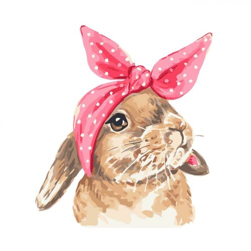 Картина по номерам "Кролик с бантом" ★★★ (Strateg)