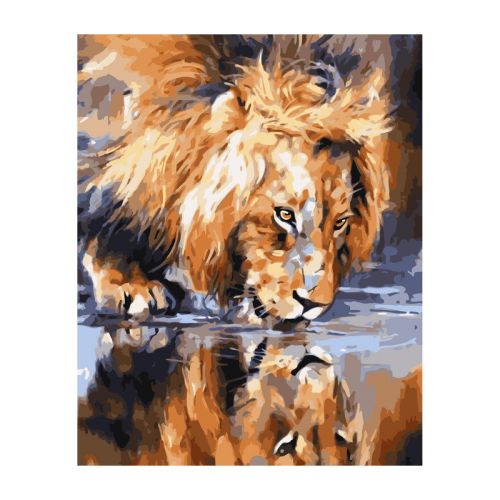 Картина за номерами "Лев на водопої" (Strateg)
