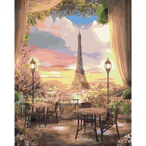 Набір для розпису по номерах SY6488 "Столики в Парижі", розміром 40х50 см (MiC)