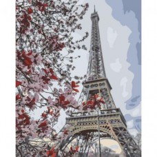 Картина по номерам "Цветущее дерево у башни"