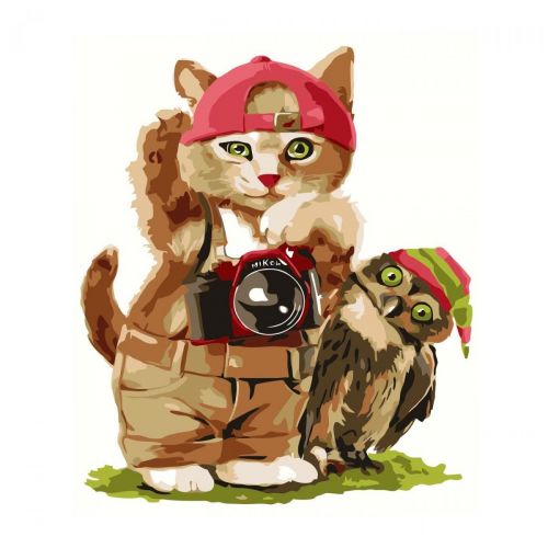 Набір для розпису по номерах SV-0071 "Кіт-фотограф", розміром 30х40 см (MiC)