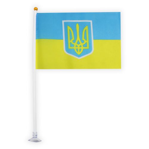 [F-20-15] Автомобильный Флаг Украины с Тризубом на присоске 20х15х30см (MiC)
