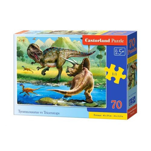 Пазлы "Тиранозавр и трицератопс ", 70 элементов (Castorland)