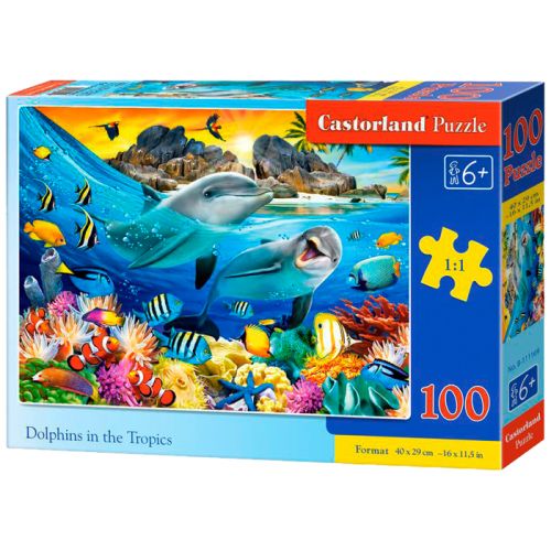 Пазли "Дельфіни в тропіках",100 елементів (Castorland)