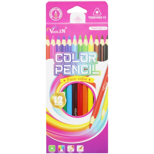 Кольорові олівці, 12 шт (рожевий) (MiC)