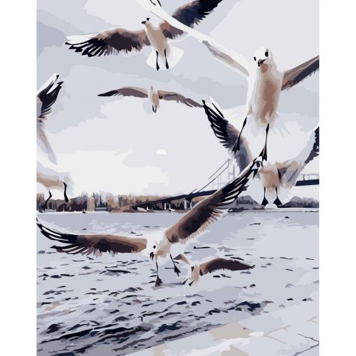 Картина по номерам "Чайки в воздухе" (Strateg)