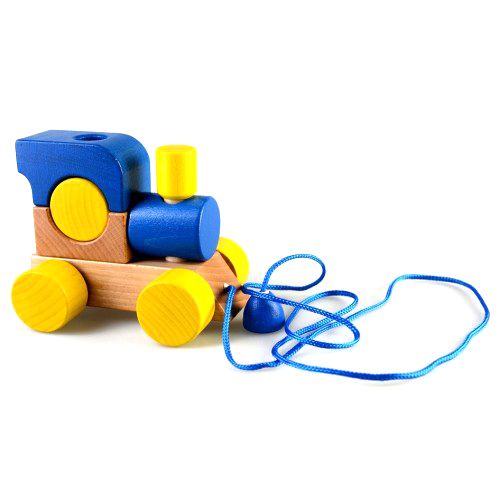 Каталка-конструктор "Паровозик Малюк" з мотузкою (синя) (Руди)