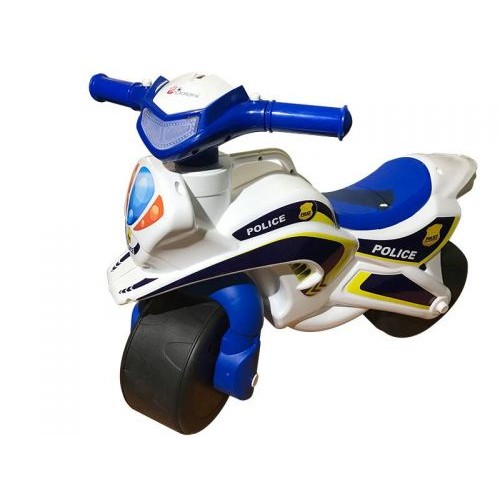 Мотоцикл-каталка "Полиция" (бело-синий) (Doloni)