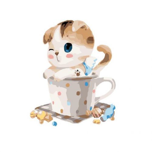 Картина по номерам "Котик в чашке" ★★ (MiC)