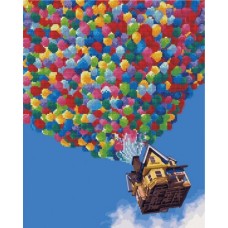 Картина по номерам + Алмазная мозаика "Полет на воздушных шарах" ★★★★
