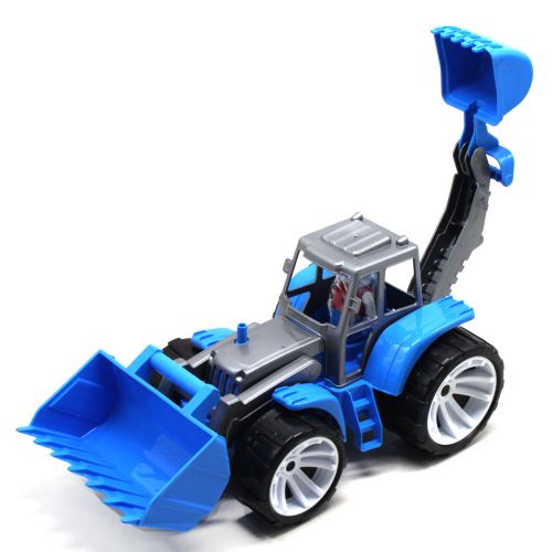 Игровой набор "Трактор с двумя ковшами", синий (Bamsic)