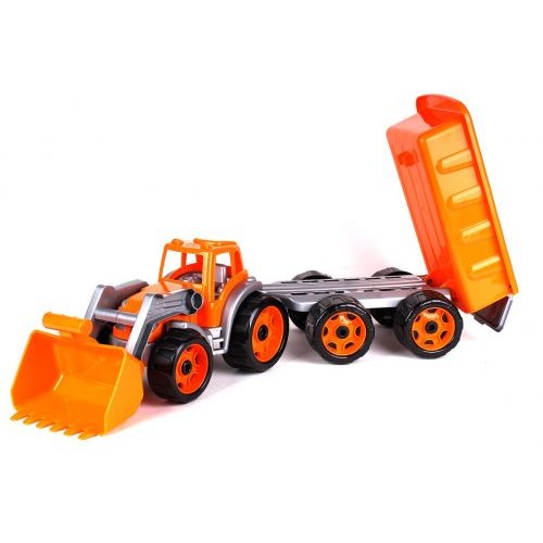 Трактор с ковшом и прицепом ТехноК (оранжевый) (Технок)
