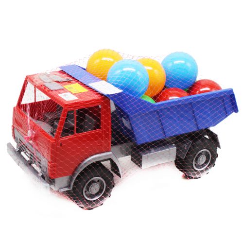 Машинка пластиковая "Самосвал" с шариками (красная с синим) (Орион)