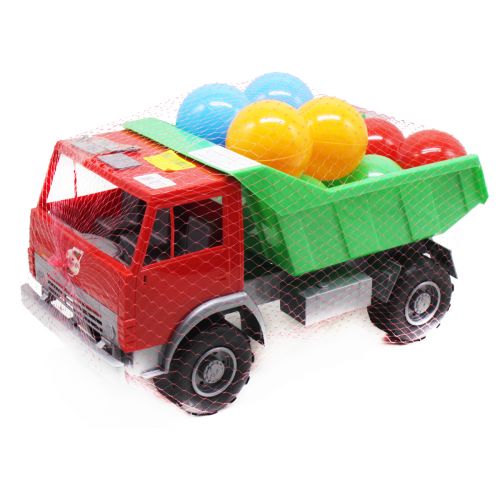 Машинка пластикова "Самоскид" з кульками (червона з синім) (Орион)
