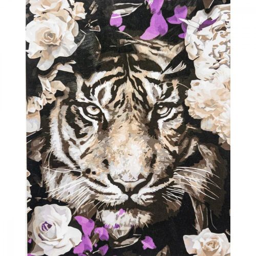 Картина по номерам "Тигр в цветах" (Strateg)