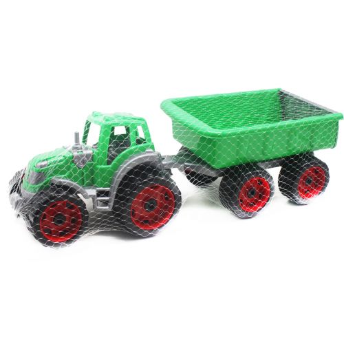 Трактор з причепом, зелений