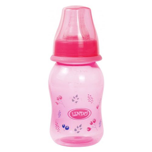 Бутылочка для кормления, 125 мл, 0 месяцев, розовый (Lindo)