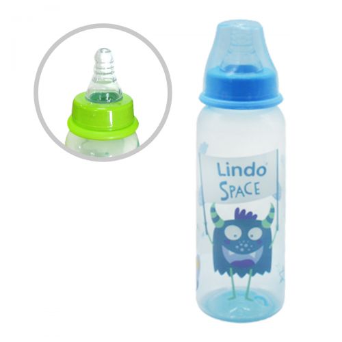 Бутылочка для кормления, 250 мл, голубой (Lindo)