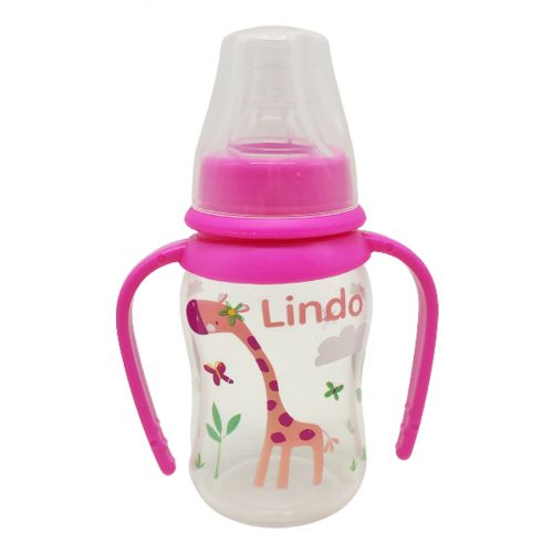 Бутылочка для кормления 125 мл, розовая (Lindo)