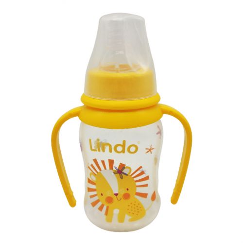 Бутылочка для кормления с соской, 125 мл (желтая) (Lindo)