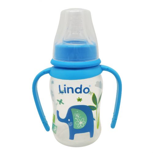 Бутылочка для кормления 125 мл, голубая (Lindo)