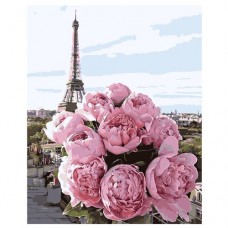 Картина по номерам "Пионы на фоне Парижа" ★★★★★