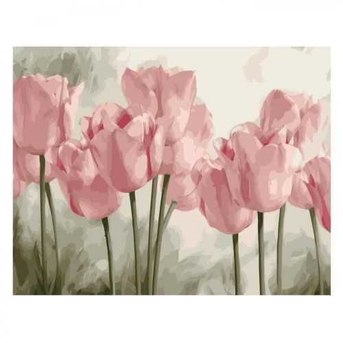 Картина по номерам "Нежные розовые тюльпаны" (Strateg)
