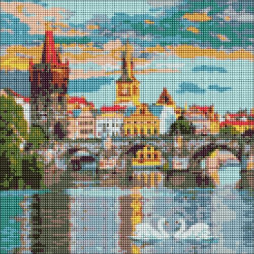 Алмазная мозаика "Вечерняя Прага" 40х40см (Идейка)