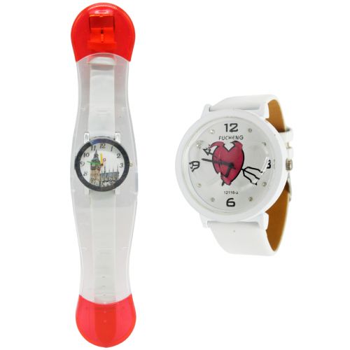 A-2428 Детские часы микс 25см (150) білі серця (MiC)