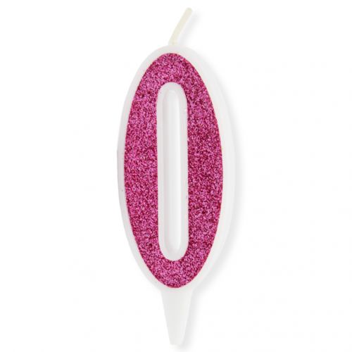 Декоративна свічка "Цифра 0", рожева (MiC)