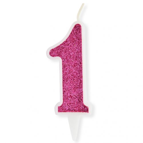 Декоративна свічка "Цифра 1", рожева (MiC)