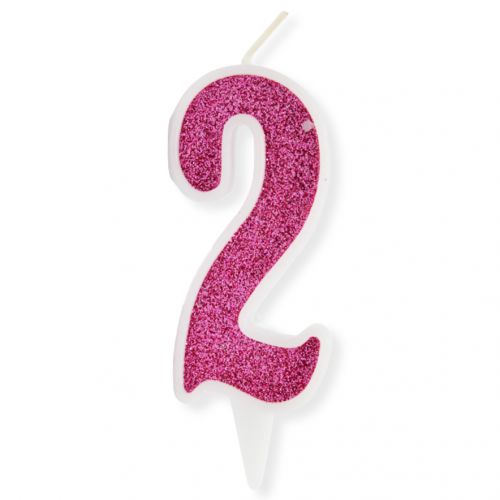 Декоративна свічка "Цифра 2", рожева (MiC)