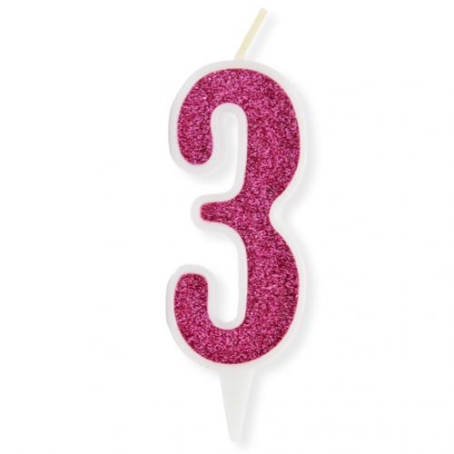 Свечка декоративная "Цифра 3", розовая (MiC)