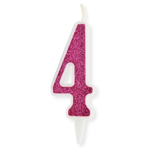 Декоративна свічка "Цифра 4", рожева (MiC)