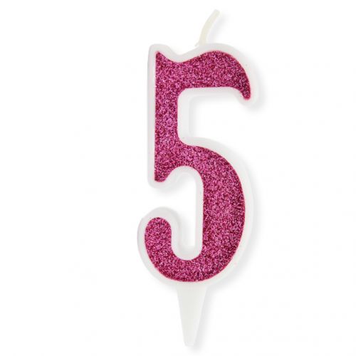 Свечка декоративная "Цифра 5", розовая (MiC)