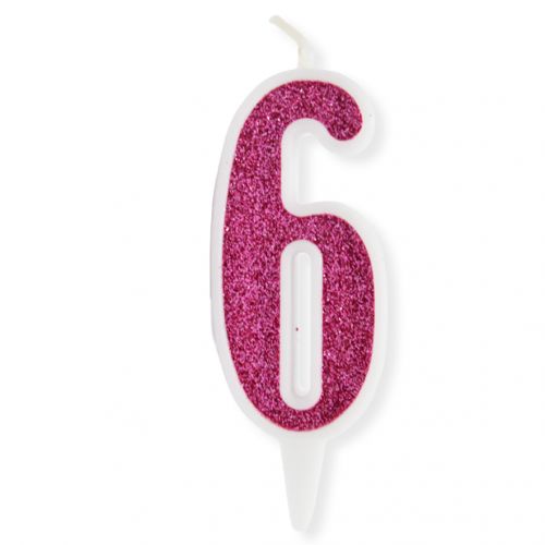Свечка декоративная "Цифра 6", розовая (MiC)