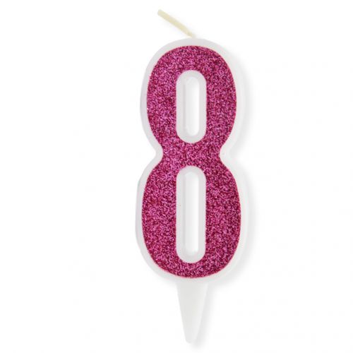 Свечка декоративная "Цифра 8", розовая (MiC)
