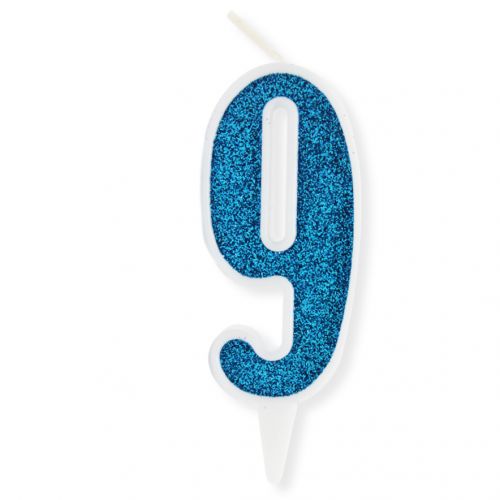 Декоративна свічка "Цифра 9", блакитна (MiC)