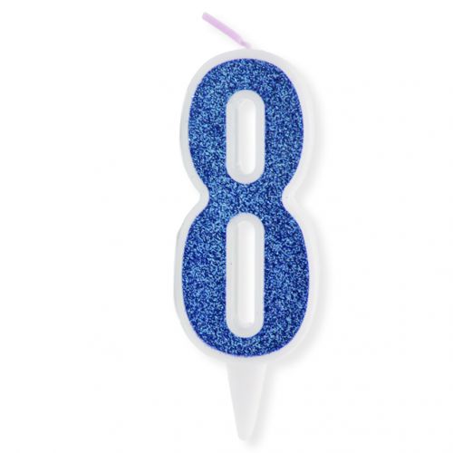 Декоративна свічка "Цифра 8", блакитна (MiC)