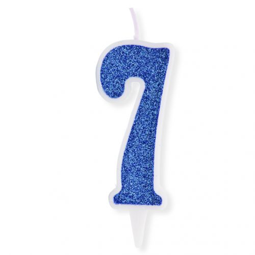 Декоративна свічка "Цифра 7", блакитна (MiC)