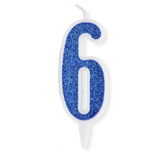 Свечка декоративная "Цифра 6", голубая (MiC)