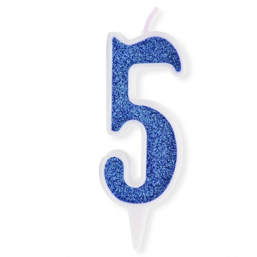 Декоративна свічка "Цифра 5", блакитна (MiC)