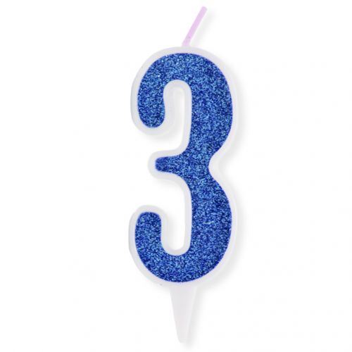 Декоративна свічка "Цифра 3", блакитна (MiC)