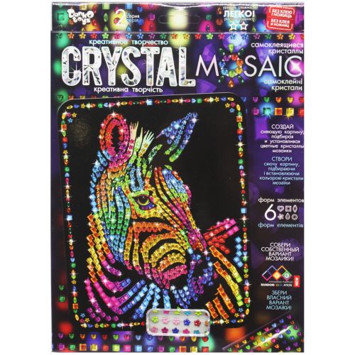 Набір для креативної творчості "CRYSTAL MOSAIC", "Зебра" (Dankotoys)