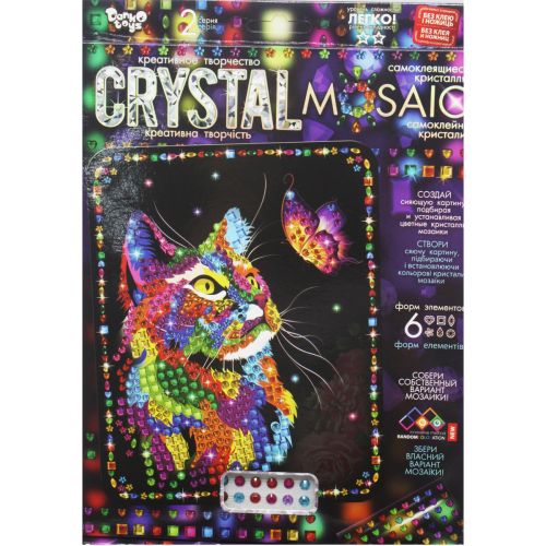Набор для креативного творчества "CRYSTAL MOSAIC", "Кошка с бабочкой" (Dankotoys)