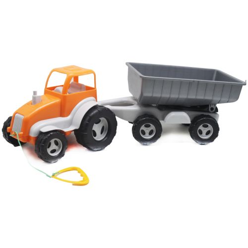 Трактор с прицепом оранжевый+ серый (Максимус)