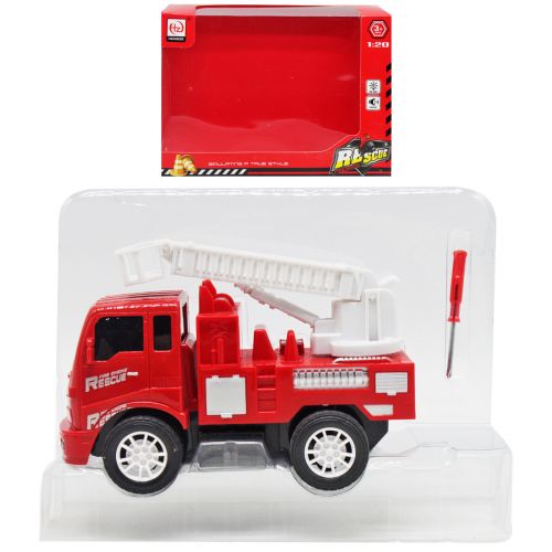 Инерционная пожарная машина с лестницей, красно-белая (MiC)