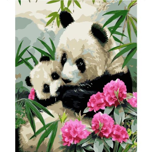Картина по номерам "Панды в бамбуковом лесу" (MiC)