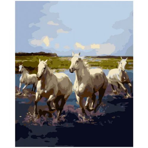 Картина по номерам "Четверка лошадей" 40х50 см (Strateg)