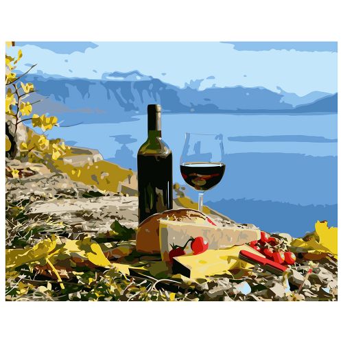 Картина за номерами "Вино біля моря" 40х50 см (Strateg)